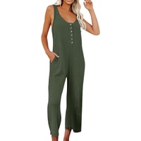 Ensfarget knapp Jumpsuit Backpacking Bukser med lommer