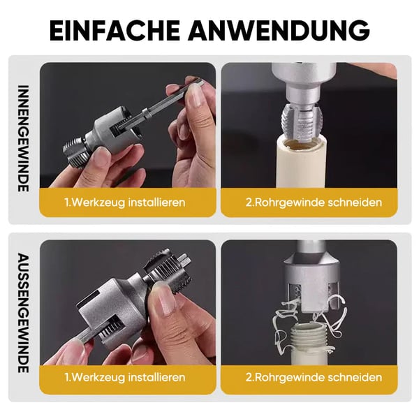 Integriertes Werkzeug für Innen- und Außengewinde