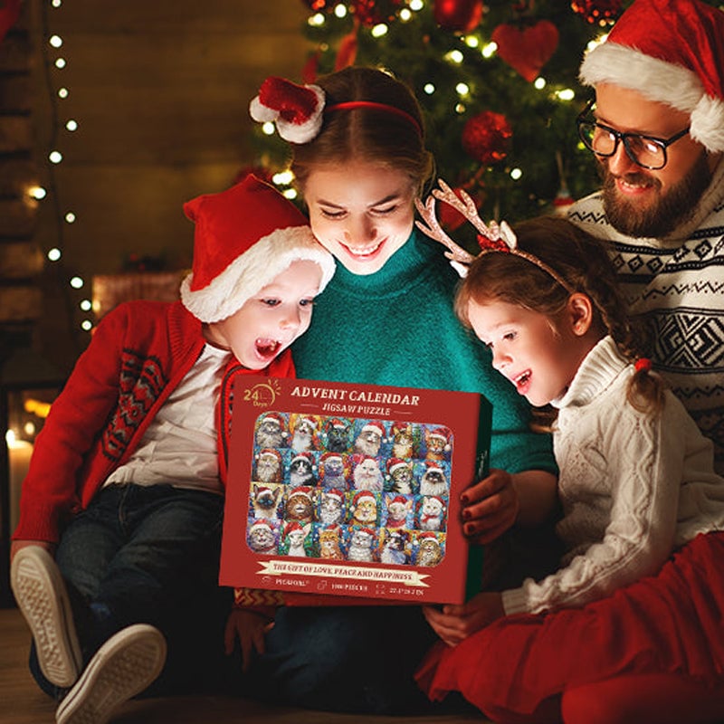 🎄Hot Sale 49%OFF🌟Happy Christmas Cats Advent Calendar Jigsaw Puzzle