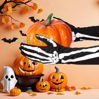 Doppelseitig bedruckte Totenkopf-Handschuhe