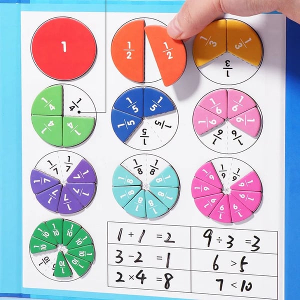 Montessori Magnetic Book Fraction Puzzle Designed for Kids