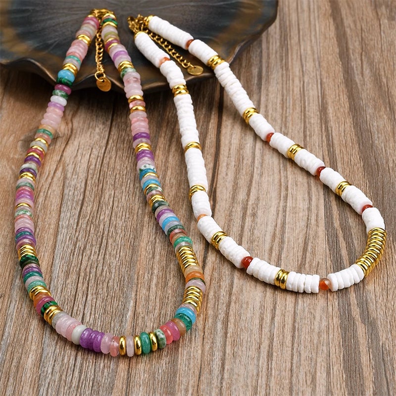 Frisbee Natural Beaded Necklace