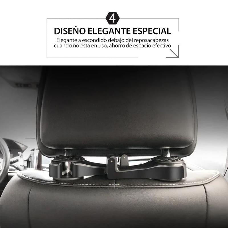 Gancho trasero para asiento de coche con soporte para teléfono móvil (2 piezas)