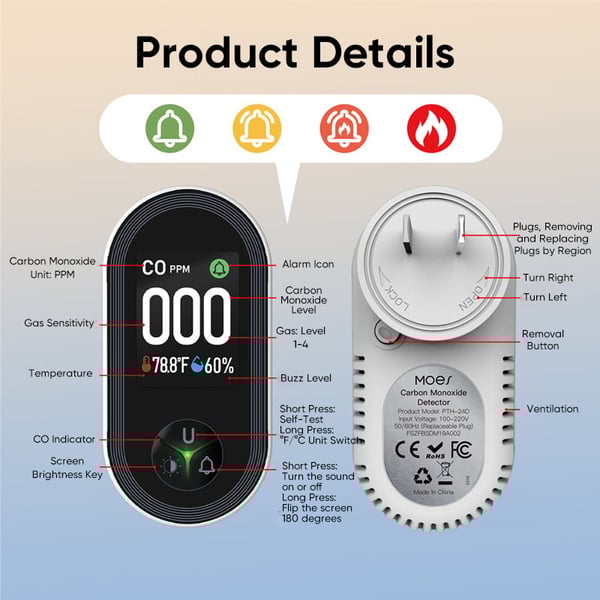CO Temperature and Humidity Monitoring Alarm