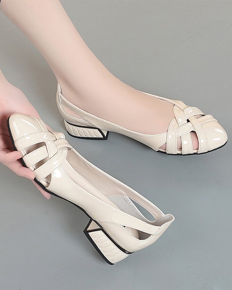 Cutout low heel flats