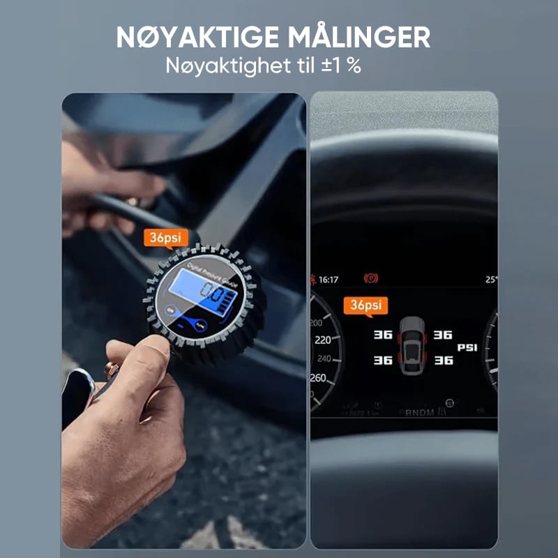 Digital Dekkpumpe med Trykkmåler