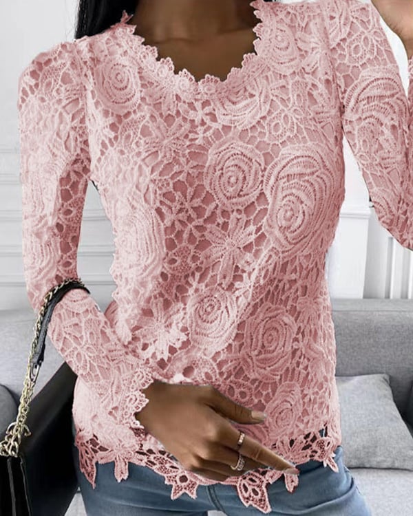 Blondetop med lange ærmer