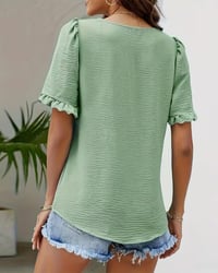 Square Neck Ruffle Sleeve Blouse