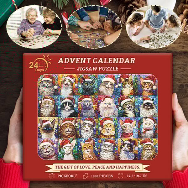 🎄Hot Sale 49%OFF🌟Happy Christmas Cats Advent Calendar Jigsaw Puzzle