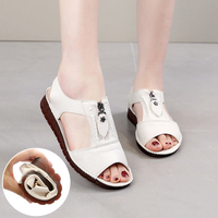 Sandalias Planas Piel Suave Cremallera