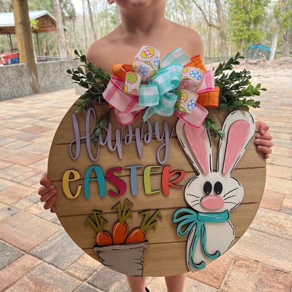 Easter Bunny Rabbit Sign Door Hanger