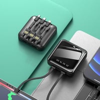 Mirror Surface Mini Power Bank with External Cables