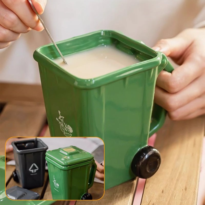 Creative Quirky Trash Can Ceramic Cup