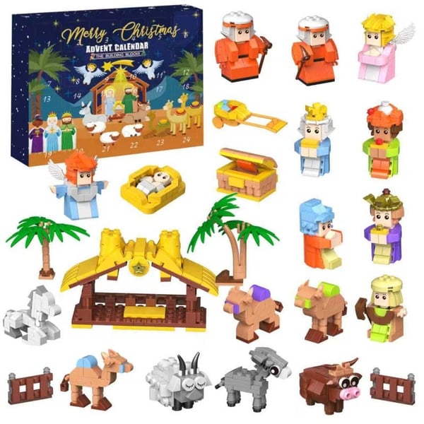 2025 Nativity Advent Calendar – 24-Day Building Block Set Christmas Countdown Gift