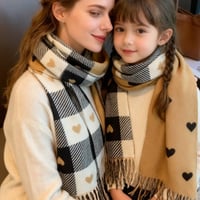 Cozy Heart Plaid Scarf – Soft Winter Wrap for Girls Or Couples