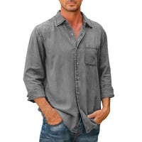 Mens Denim Long Sleeve Button Down Shirt
