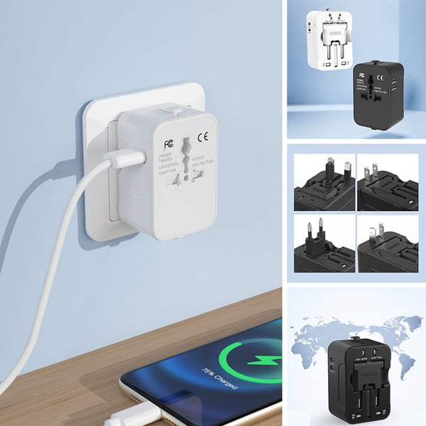 Universal Travel Adapter with Dual USB Ports