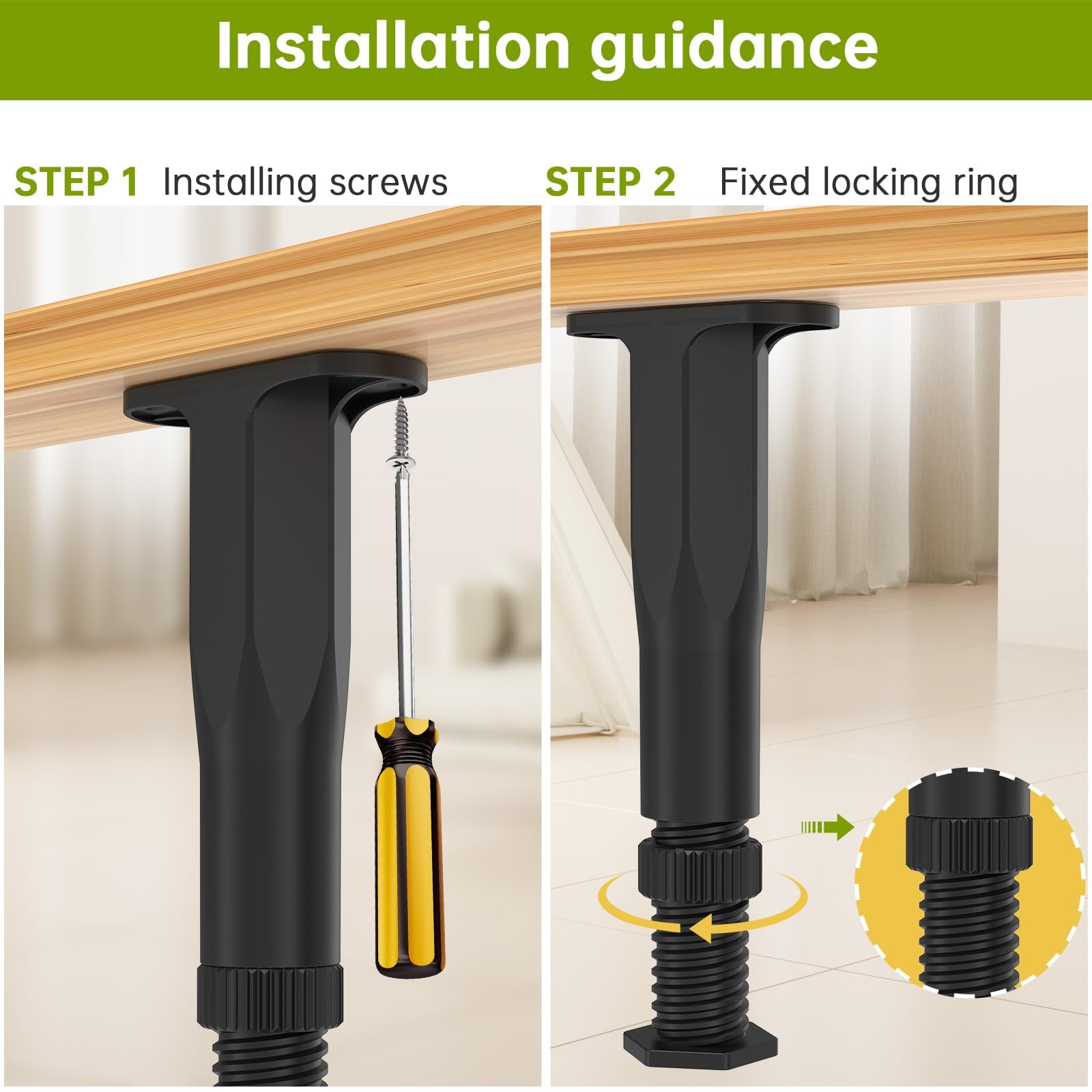 Sakerplus 6 Pcs Adjustable Height Bed Support Legs