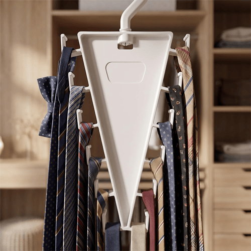 Detail of the staggered V-shaped accessory hooks