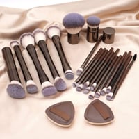 20-piece coffee-coloured makeup brush set
