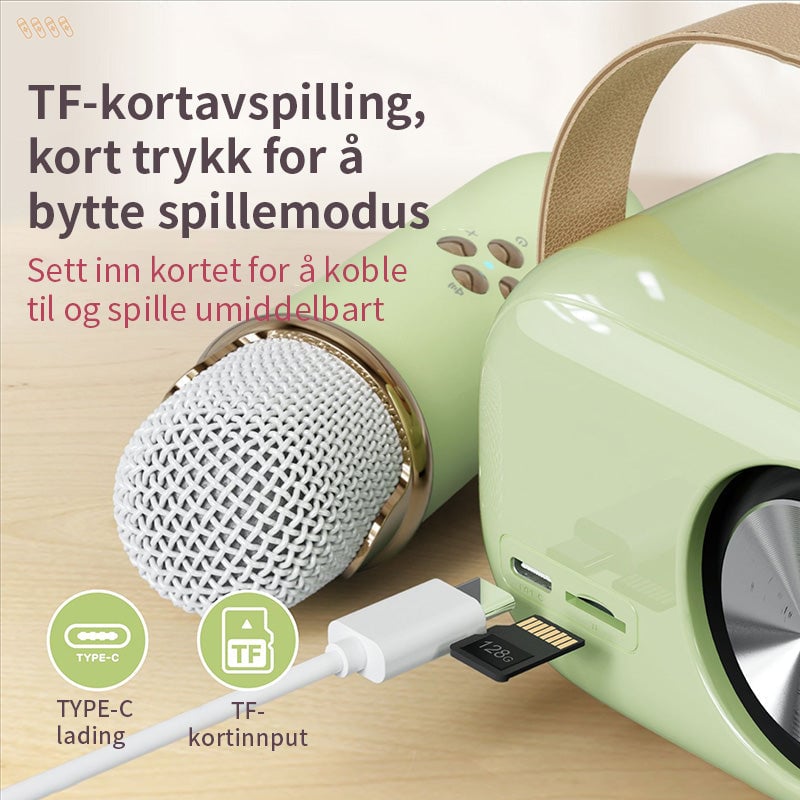 Mini Karaoke-maskin med trådløs mikrofon