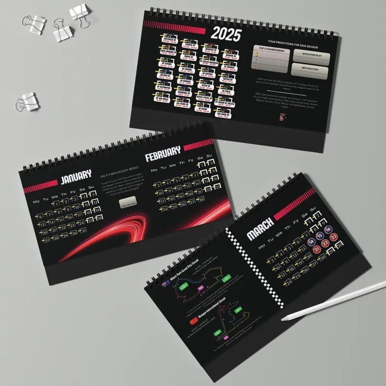 F1 2025 Desktop Calendar