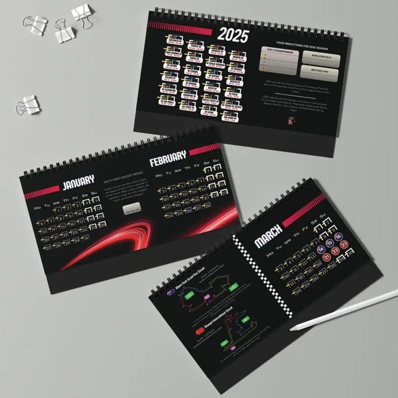F1 2025 Desktop Calendar