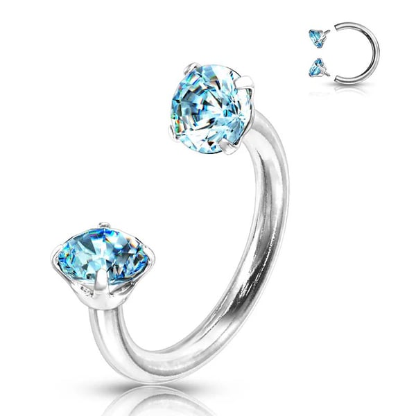 Zirkonia Hestesko Ring med Gjengede Stener for Piercinger