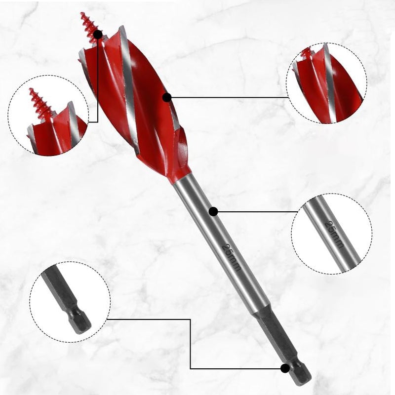Extended woodworking four-edge drill