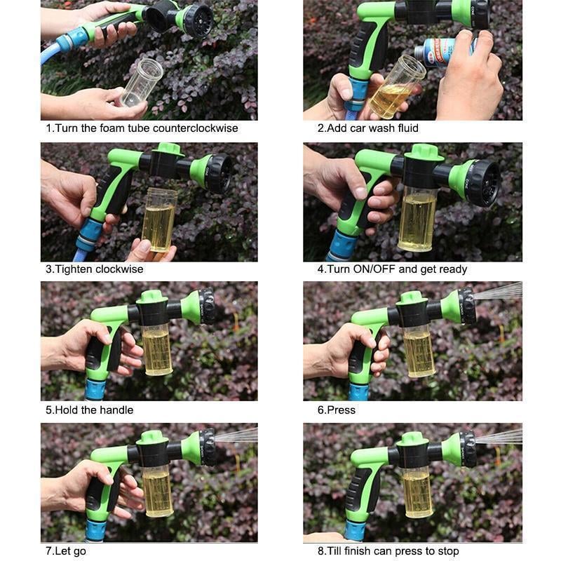 Multifunctional Garden Hose Spray Gun Set, Pet Shower Car Foam Water Gun
