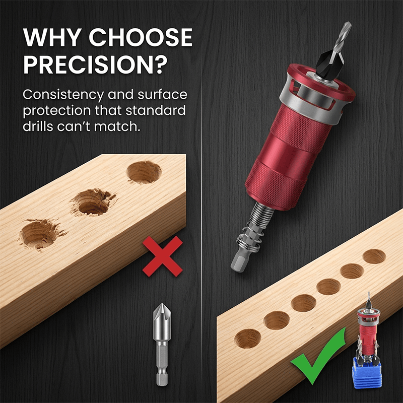 Sakerplus® Semi-Auto Depth Limit 4-Blade Countersink Drill