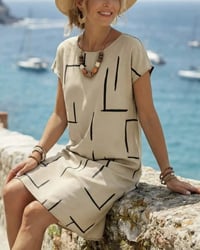 Women's Summer Casual  Print Round Neck Dress