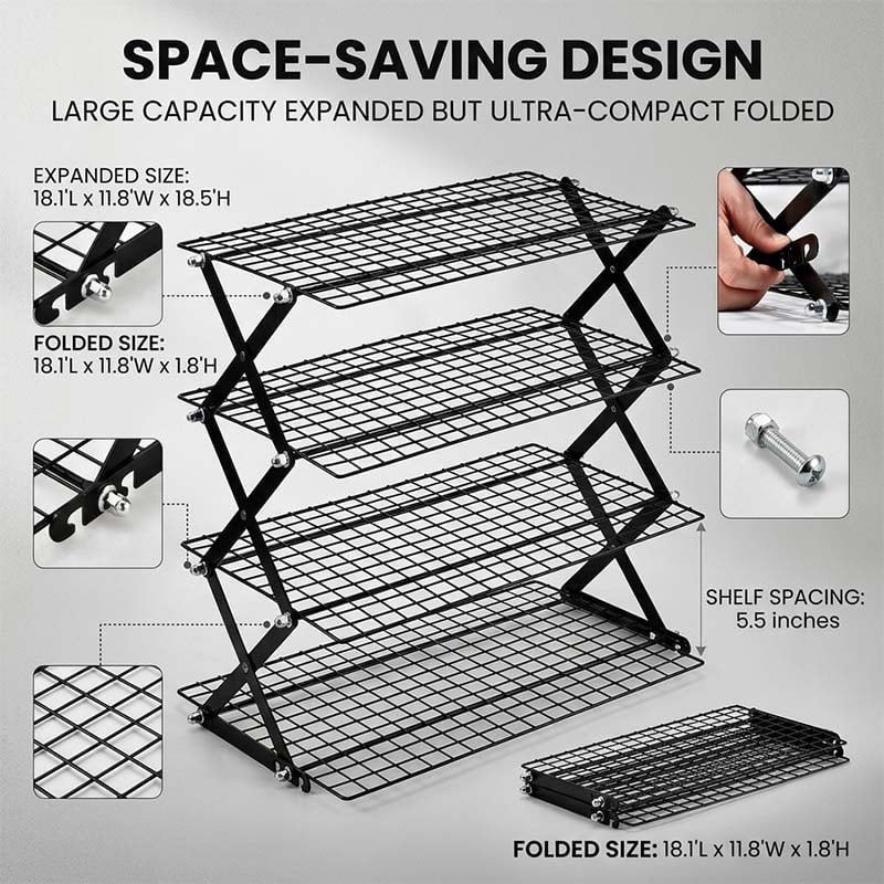 Durable Foldable Stainless Steel Storage Rack