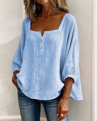 Bluse Einfach Quadratischer Ausschnitt Langarm