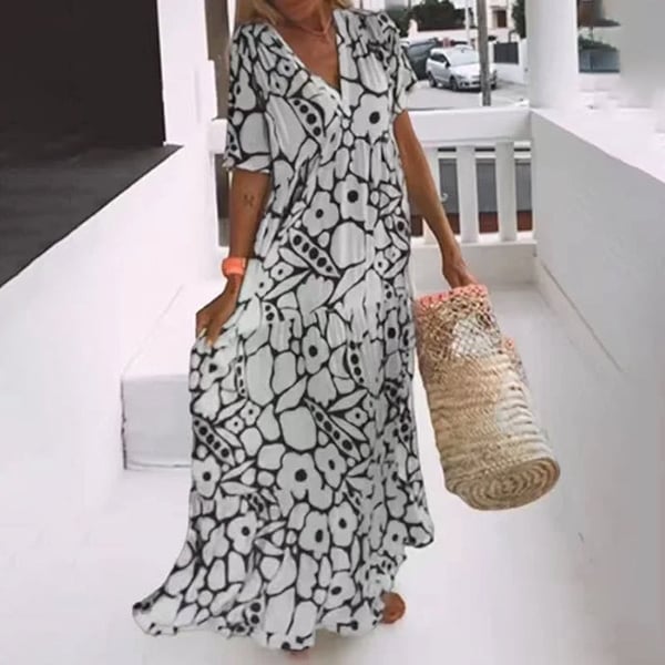 Abito stampato a maniche corte