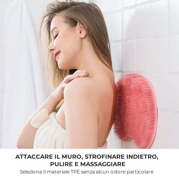 Scrubber per piedi e schiena per doccia, cuscino massaggiante