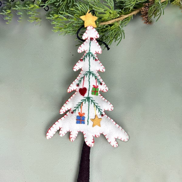 Handmade Felt Embroidered Christmas Tree Ornament