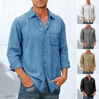 Mens Denim Long Sleeve Button Down Shirt