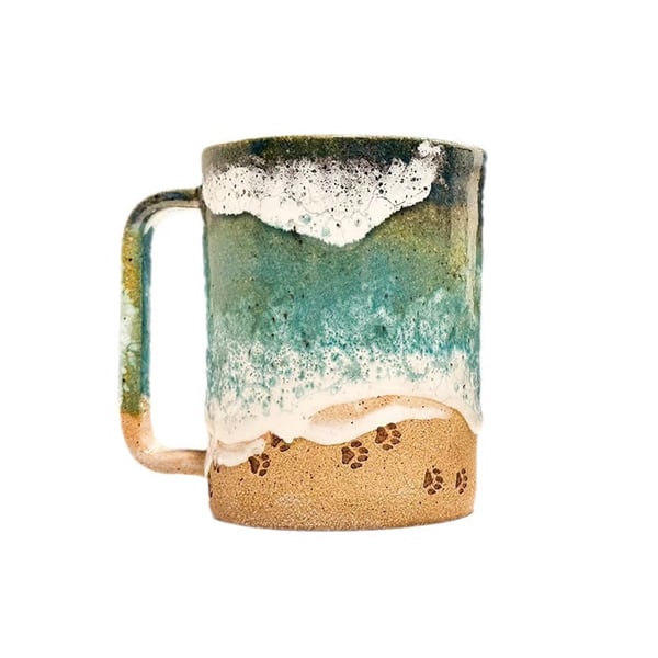 Paw Print Ocean Shoreline Mug