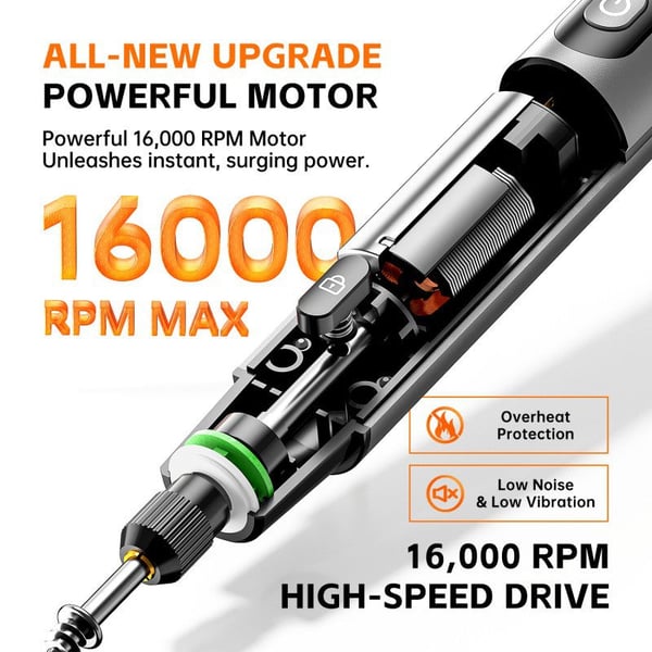 Mini Electric Rotary Tool Set with LED Light & Digital Display