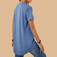 T-shirt da donna a maniche corte casual ampia monopetto