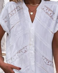 V-neck Hollow Out Short Sleeve Top