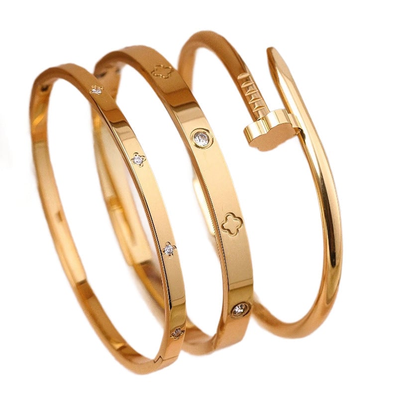 Gold-Plated Diamond-Studded Bracelet