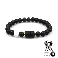 Armband mit Perlen aus schwarzem Achat mit zwölf Sternbildern