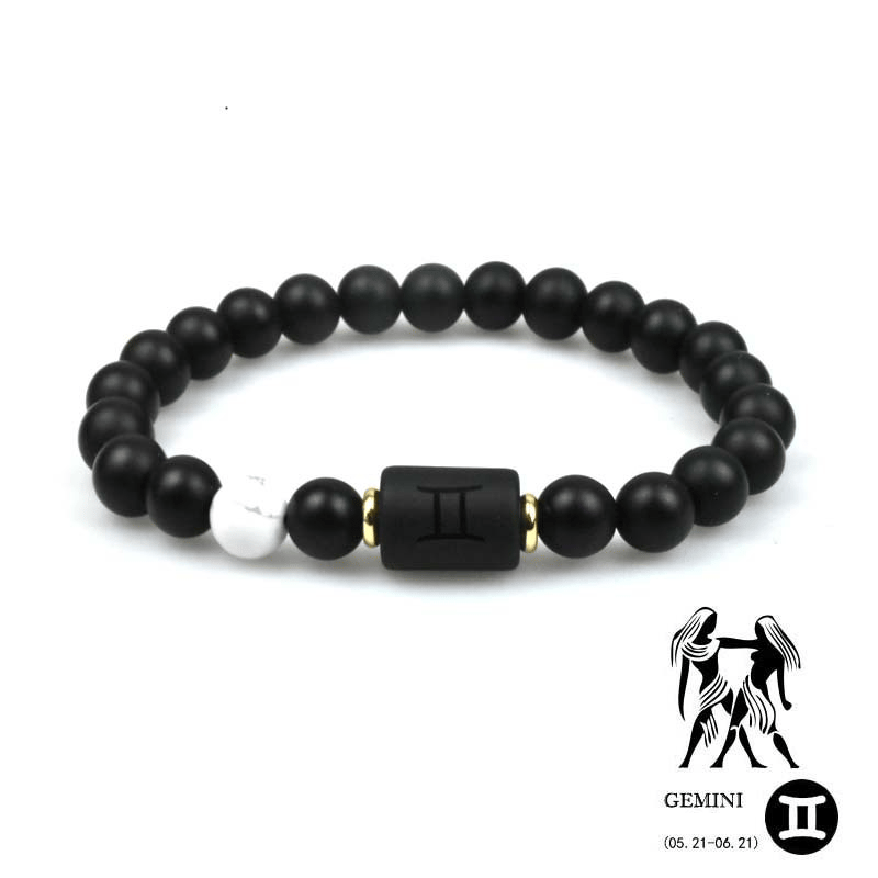 Armband mit Perlen aus schwarzem Achat mit zwölf Sternbildern