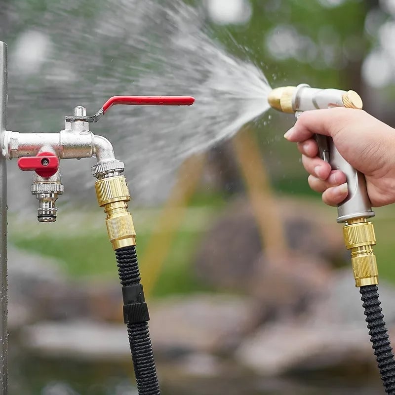 Robinet double sortie en alliage de zinc pour jardinage