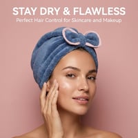 Super Absorbent Hair Towel Wrap(Pink + Blue + Off white) 3PCS