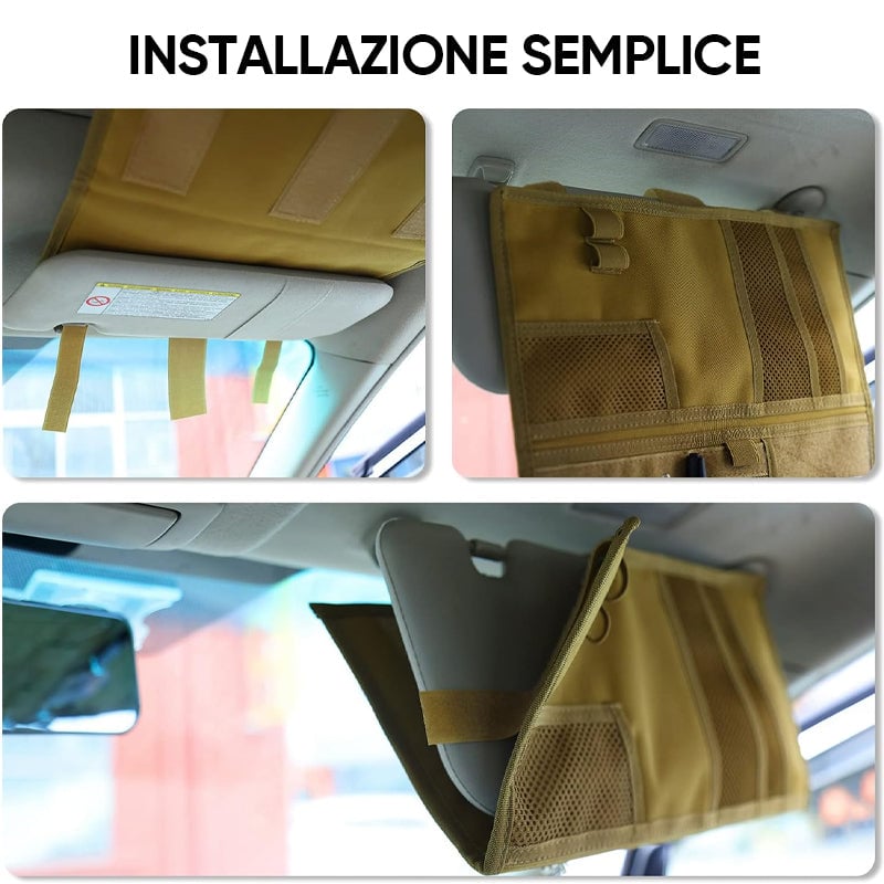 Organizzatore tattico per alette parasole da auto