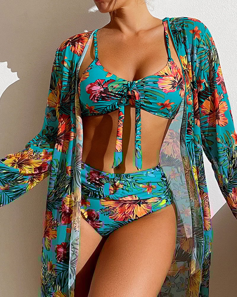 Bikinis mit Blumenmuster und Vertuschung