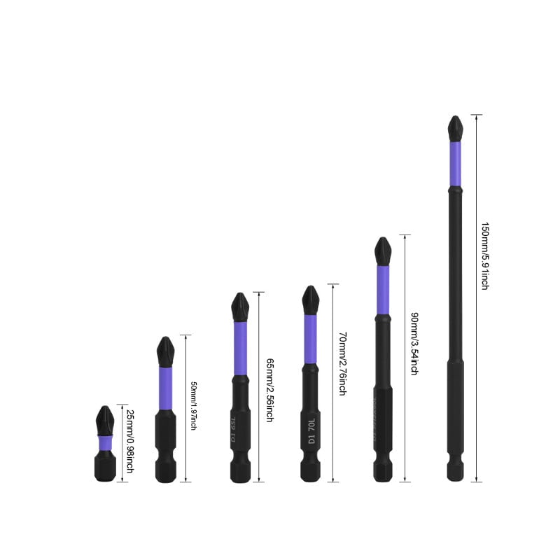 Purple non-slip screwdriver bits set